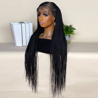 Thumbnail for 36 Inches Synthetic Lace Frontal Braided Wigs  13x6 Lace Frontal with Baby Hair Afro American Wigs