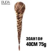 20 Inch Long Straight Synthetic Hair Extension Braided Fishtail Drawstring Ponytail Hair