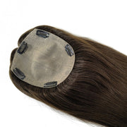 15x16cm Hand Tied Silk Base Remy Clip In Human Hair Wig Topper with Thinning Russian Human Hair Extensions