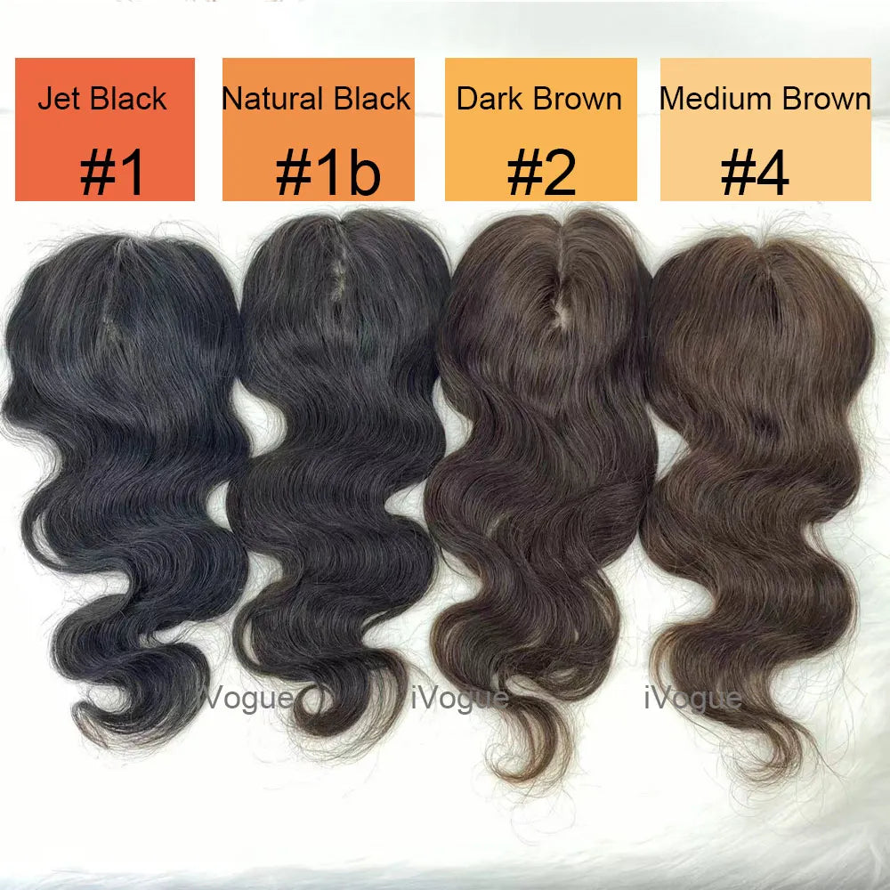 15x16CM European Human Hair Topper Wavy Silk Skin Base