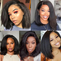 Thumbnail for Glueless Kinky Straight Short Bob Human Hair Wigs