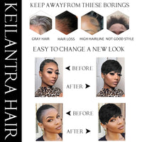 Thumbnail for Brown Short Pixie Cut Wig Human Hair Brazilian Wig Human Hair Wigs