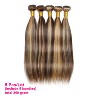 Thumbnail for P4/27 Highlight Human Hair Bundles Brown Blonde Peruvian Hair Extensions Double Wefts