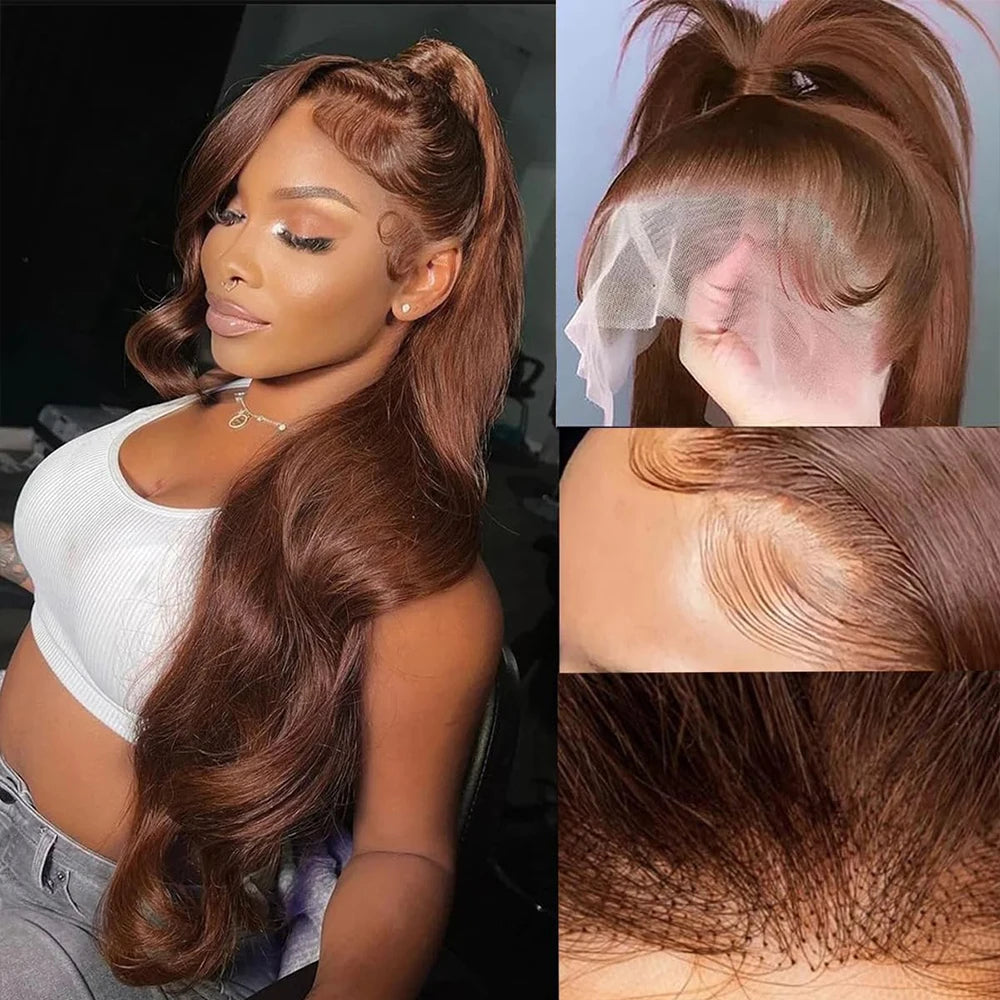 Brown HD Invisi-Strap 360 Full Lace Wig Pre Plucked Chocolate Brown 250 Density Body Wave