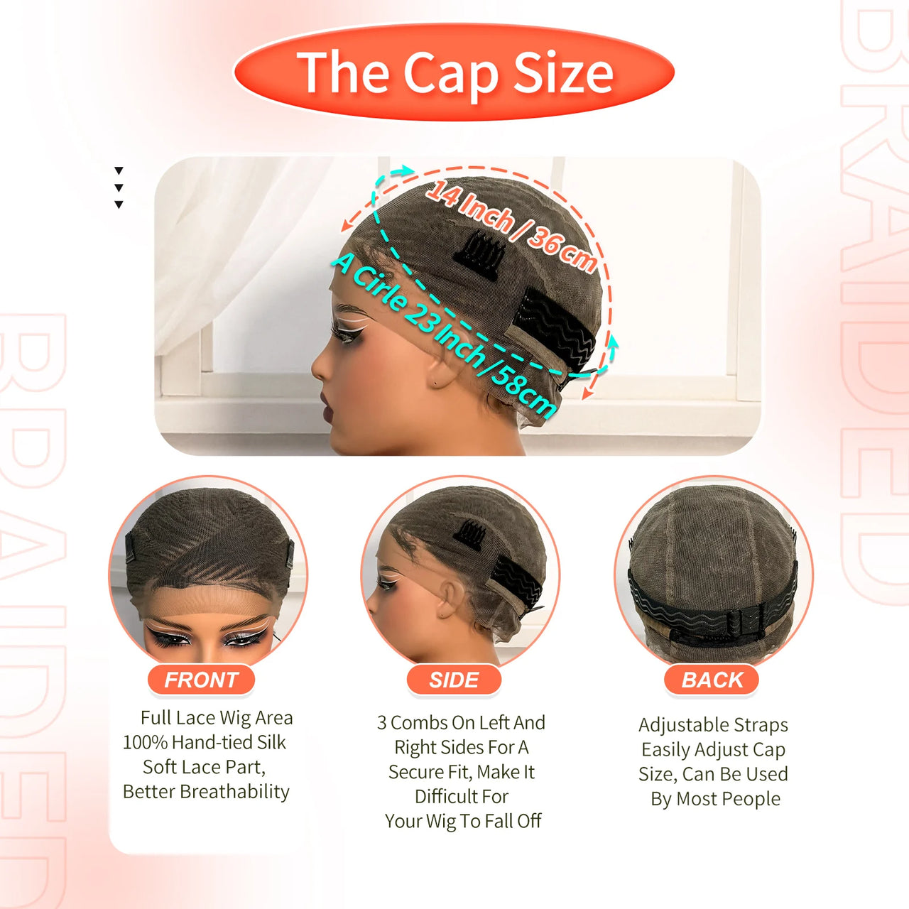 Natural Full Lace Cornrow Braided Wigs Short Synthetic Bantu Braided Wigs Knotless Braids Wigs with Baby Hair for Black Women