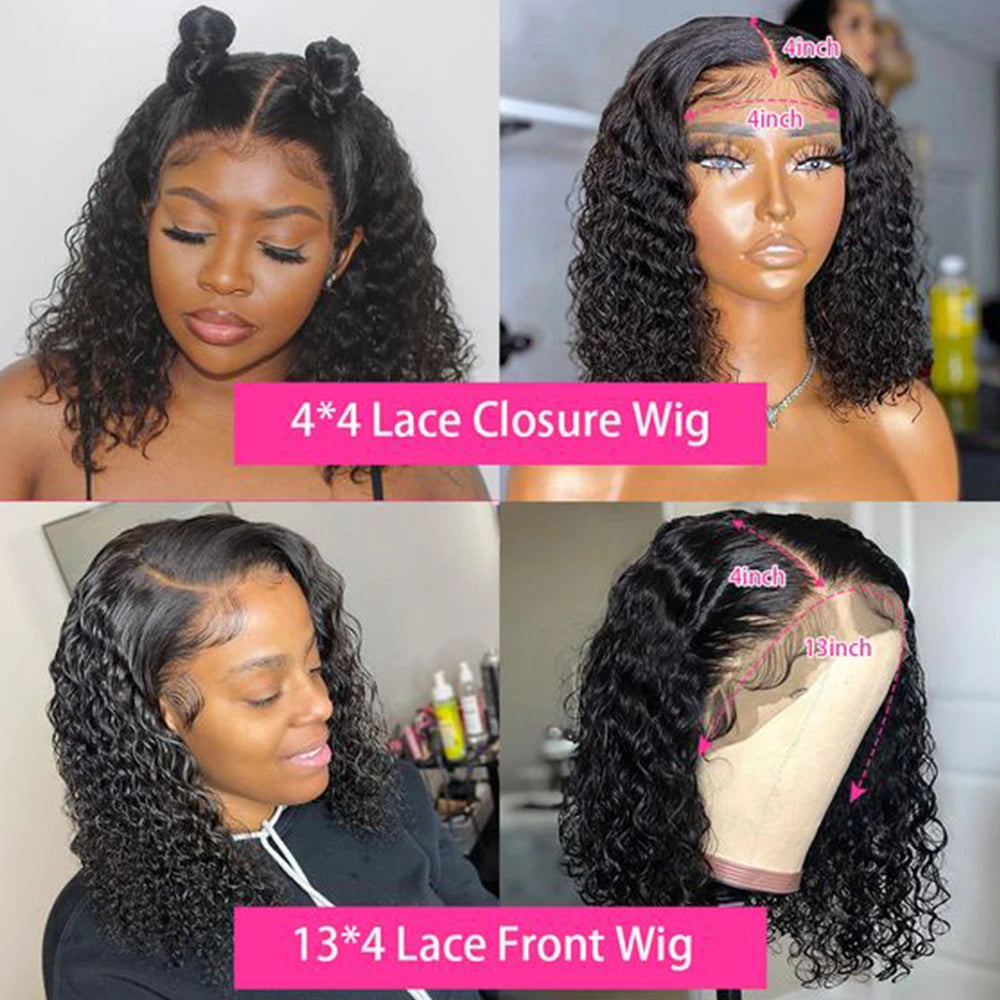 Curly Lace Front Human Hair Wigs 100% Bob Hair