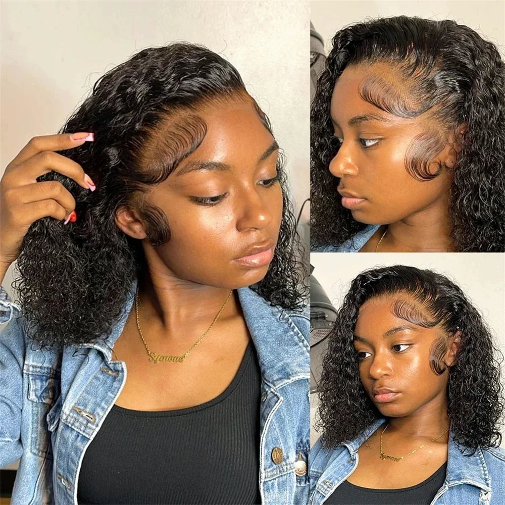 200% Density Burmese Curly Short Bob Wig Human Hair Bob Wigs Deep Wave