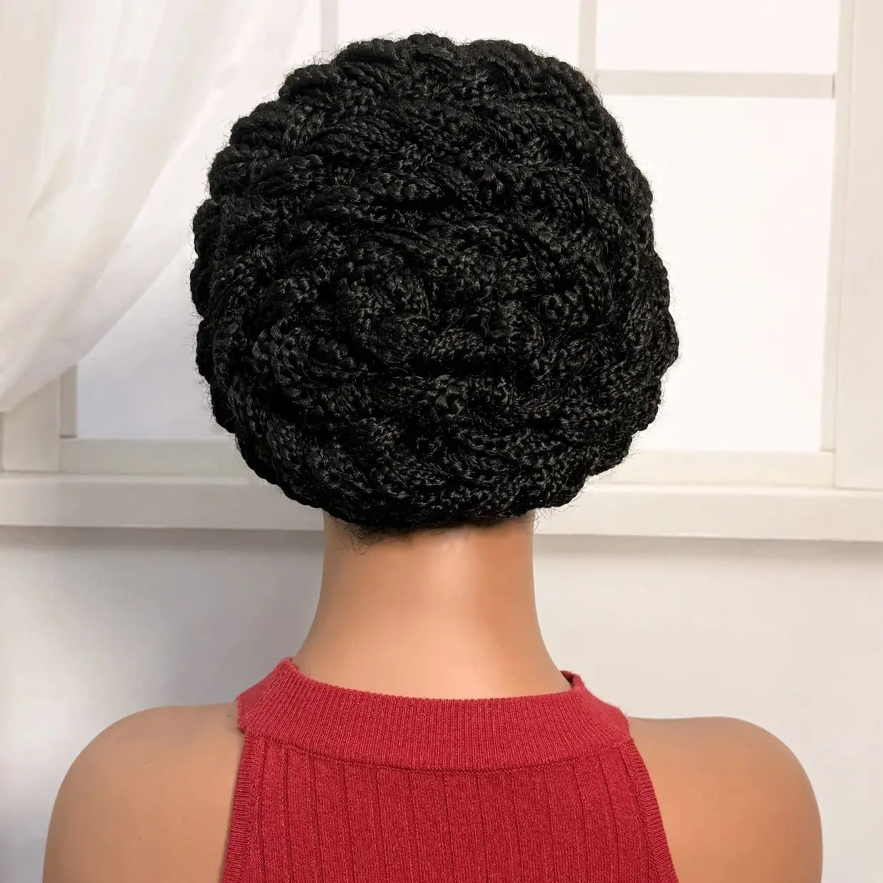 Natural Full Lace Cornrow Braided Wigs Short Synthetic Bantu Braided Wigs Knotless Braids Wigs with Baby Hair for Black Women