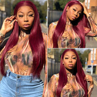Thumbnail for Bone Straight Human Hair Bundles 99J Color Raw Indian Hair Extensions Double Drawn Hair Weaving