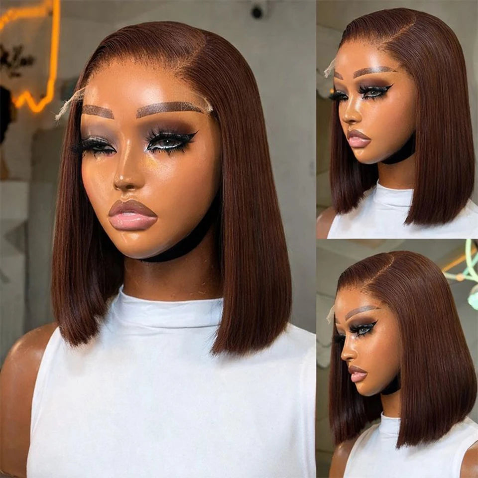 Straight Transparent Lace Front Wig Bleached Knots Ombre 1b4 Bone Straight Bob Human Hair Glueless Wig Pre Plucked Ready To Wear
