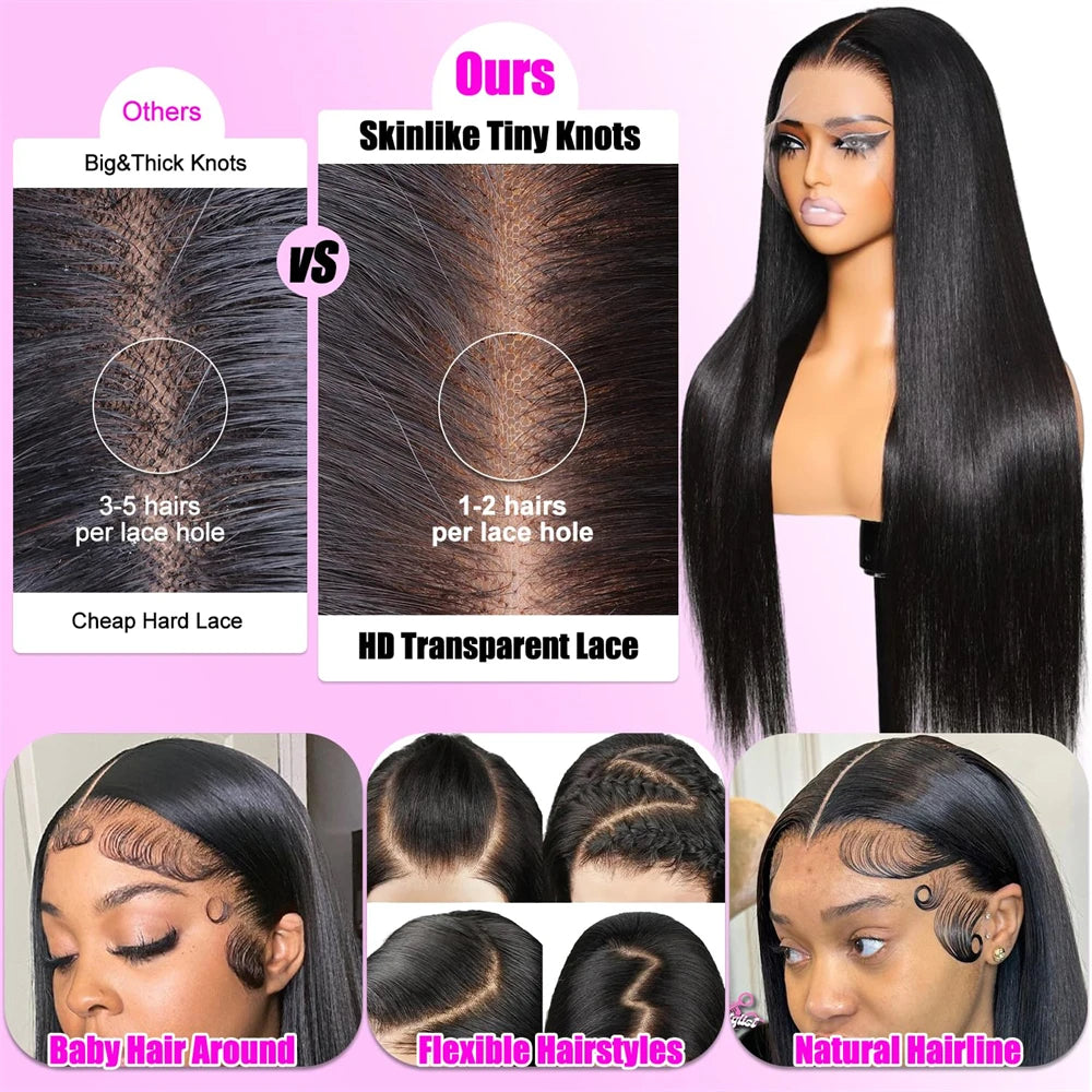 Straight Human Hair Pre-Plucked HD Full Lace with Invisi-Drawstring 200% Density