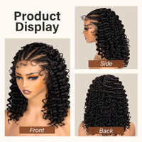 Thumbnail for Kinky Curly Braided Wig With Baby Hair Natural Color Curly 13X4 Transparent Synthetic Lace Front Wigs Braid Wig