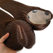 15x16cm Hand Tied Silk Base Remy Clip In Human Hair Wig Topper with Thinning Russian Human Hair Extensions
