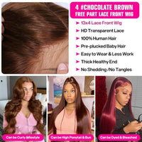 Thumbnail for 13X6 Hd Lace Frontal Wig Chocolate Brown Human Hair Wigs Body Wave Lace Front Wigs Pre Plucked Brazilian