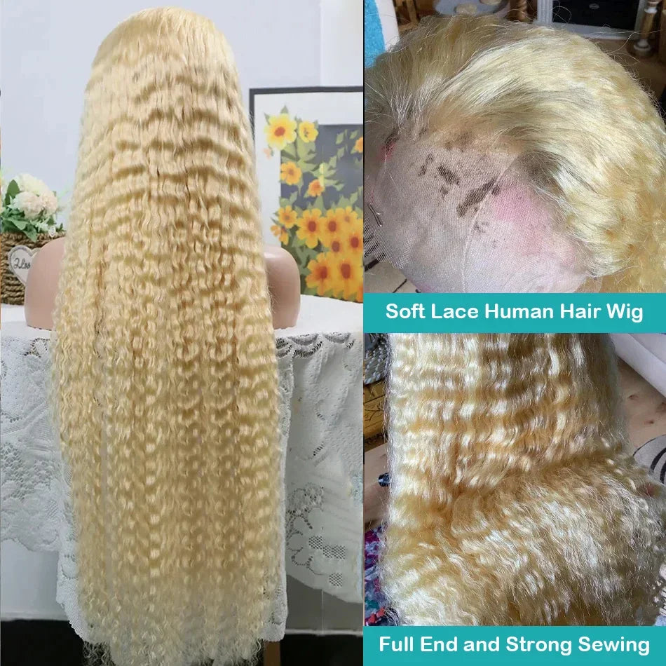 Blonde 613 Hd Lace Frontal Wig  Preplucked Deep Wave Human Hair Wigs
