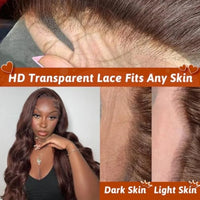 Thumbnail for Brown Body Wave Lace Front Wig Transparent HD Lace Frontal Wigs Human Hair-Wear and GO option