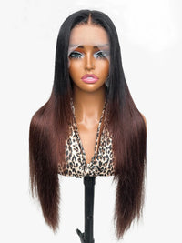 Thumbnail for Chestnut Brown Ombre Layercut Wig Straight Hair 13X6 Lace Front Wig Pre-Everything And Ready To Go Wigs