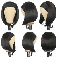 Thumbnail for Headband Wig 100% Human Hair Short Straight Bob 150% Density Bob Wig Human Hair Headband Wigs Machine Made Wig