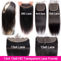 Thumbnail for HD Transparent Lace Frontal Peruvian Straight Human Hair-360 Ear to Ear
