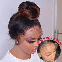 Thumbnail for Ombre Brown Colored HD 360 Lace Frontal Wig Human Hair Glueless Melt Skins Brazilian Wig