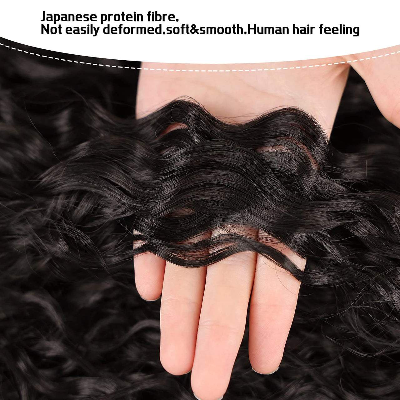Deep Wave Drawstring Ponytail Human Hair Ponytails #1B Natural Black Curly Clip In Hair Extensions