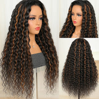 Thumbnail for 1b30 Highlight Half wig wear and go 3in1 Headband Wigs Human Hair Water Wave Wigs 100% Hair