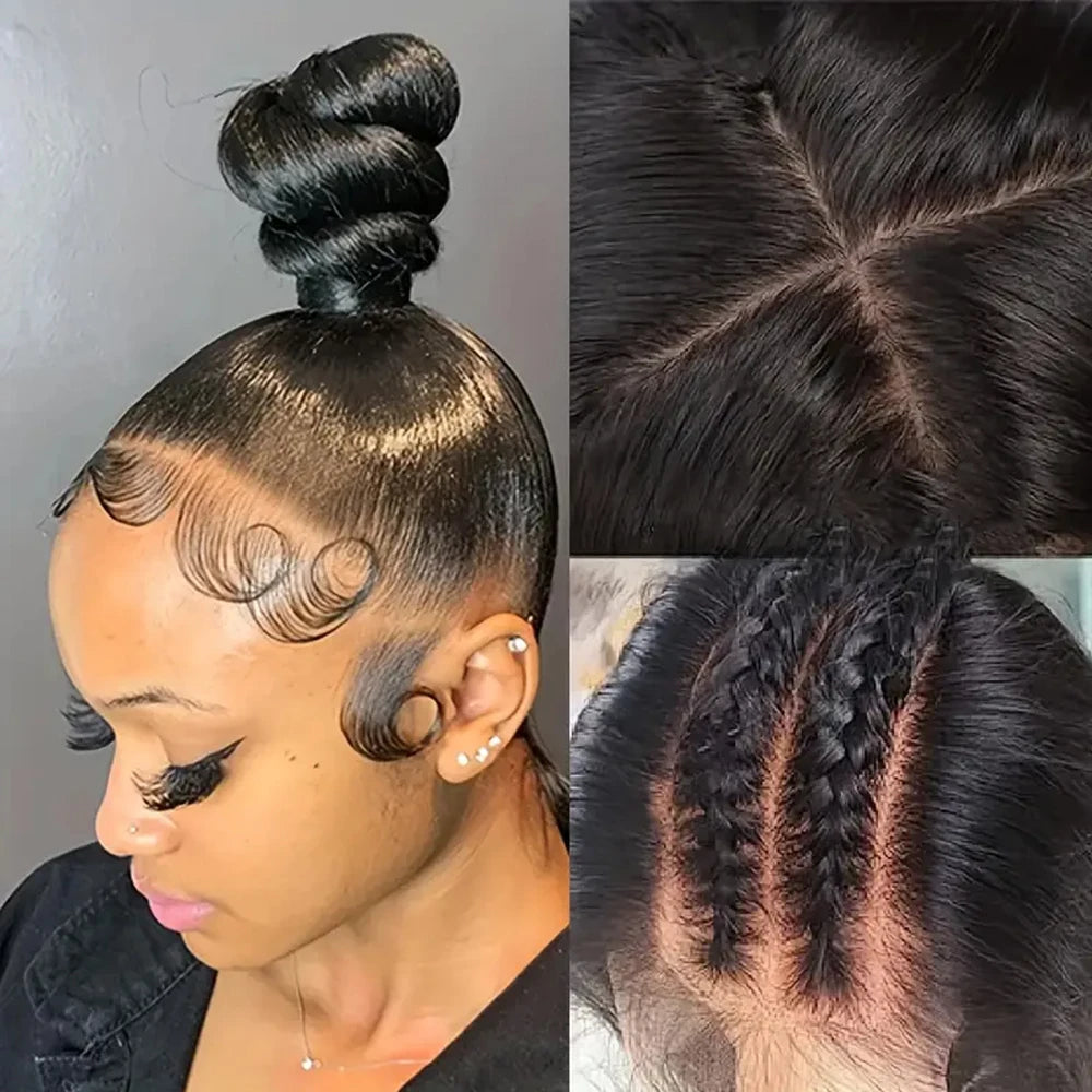 360 Full Lace Wigs 100% Human Hair Pre-Plucked Brazilian Straight Lace Frontal Wig For Women