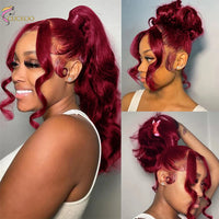 Thumbnail for 360 Full Lace Wig Human Hair 99j Red Colored Wigs Body Wave Wig Burgundy Lace Front Wig – HD Lace Human Hair Wig UAE, UK & USA | Michelle's Glam Wigs