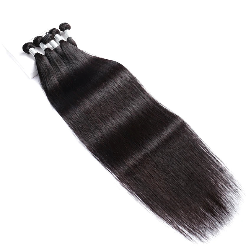 Straight Bundles With Closure Frontal Peruvian Hair Bundles Human Hair Extension