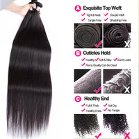 Thumbnail for Straight Bundles With Closure Frontal Peruvian Hair Bundles Human Hair Extension