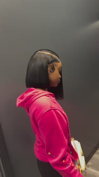 250% Straight Short Bob Lace Frontal Human Hair Wigs