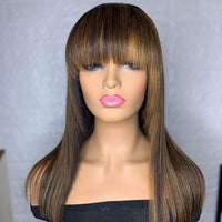 Thumbnail for Highlight Blonde Silky Straight Human Hair Wigs With Bangs