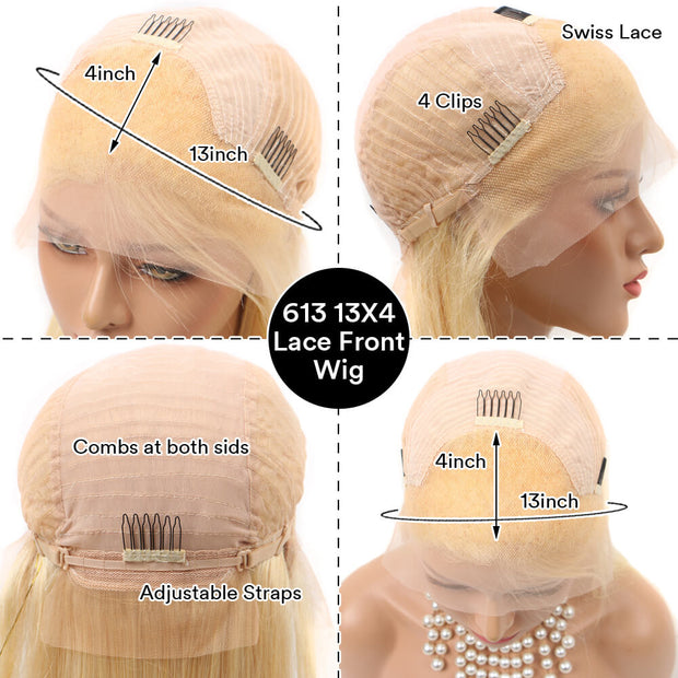 613 Lace Front Wig Bone Straight Human Hair Wig