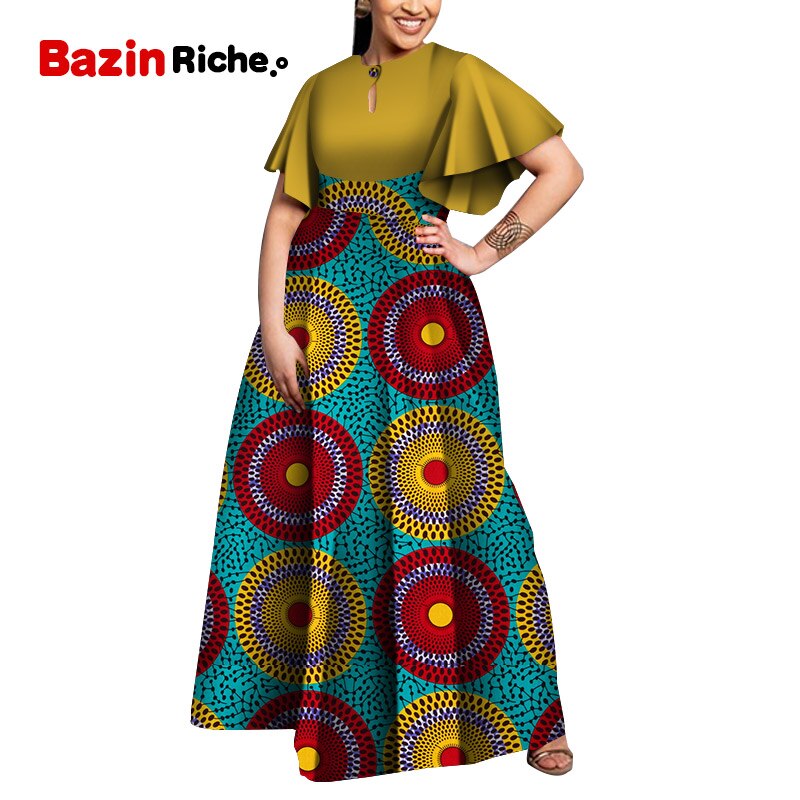 plus size african dresses formal gown African Dresses for Women Plus Size | Ankara Patchwork Off shoulder Maxi Dress | Loose Fit Long African Dress