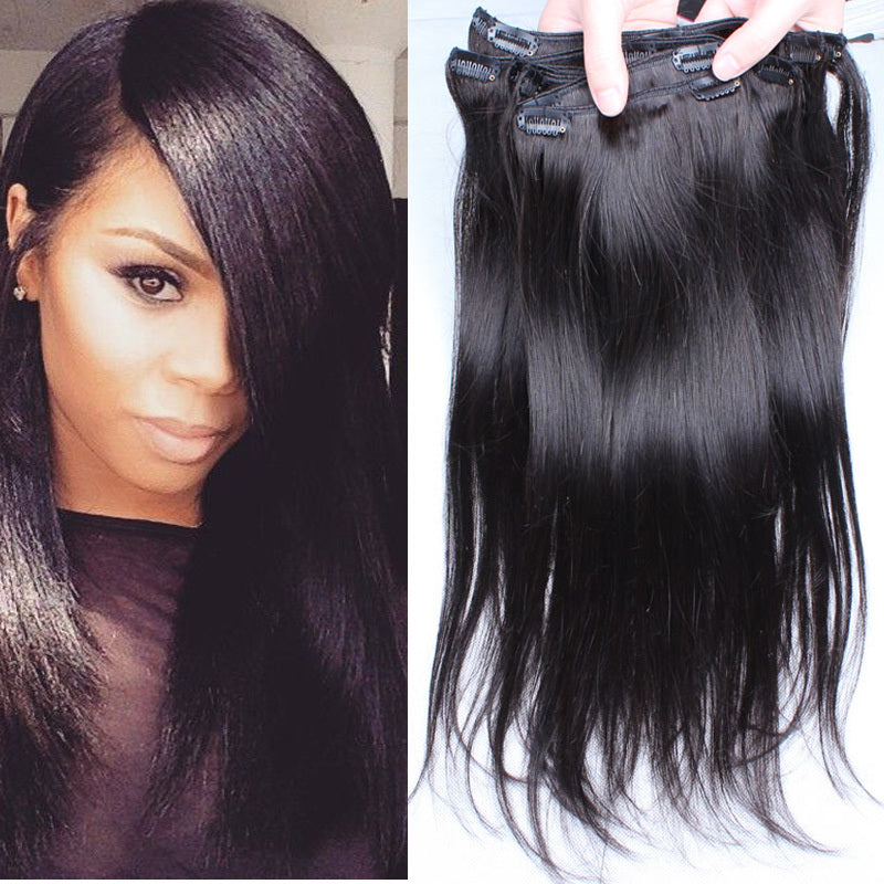 Brazilian Straight Clip In Hair Extensions