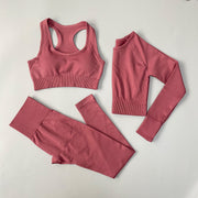 Yoga Set Seamless Gym Set Bras + Leggings + Shirts