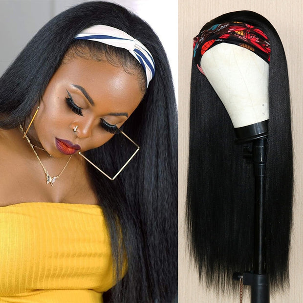 Yaki Straight Lace Front Wigs Natural Color Synthetic