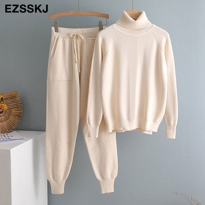 Turtleneck Sweater + Carrot Jogging Pants