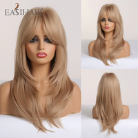 Thumbnail for Straight Wigs With Bangs Black to Brown Ombre Synthetic Wigs