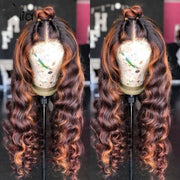 Highlight Ombre Brown Lace Frontal Wig -  Remy Peruvian