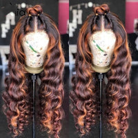 Thumbnail for Highlight Ombre Brown Lace Frontal Wig -  Remy Peruvian