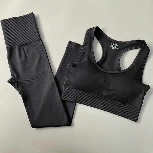 Yoga Set Seamless Gym Set Bras + Leggings + Shirts