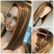 Short Highlight Wig Ombre Brown