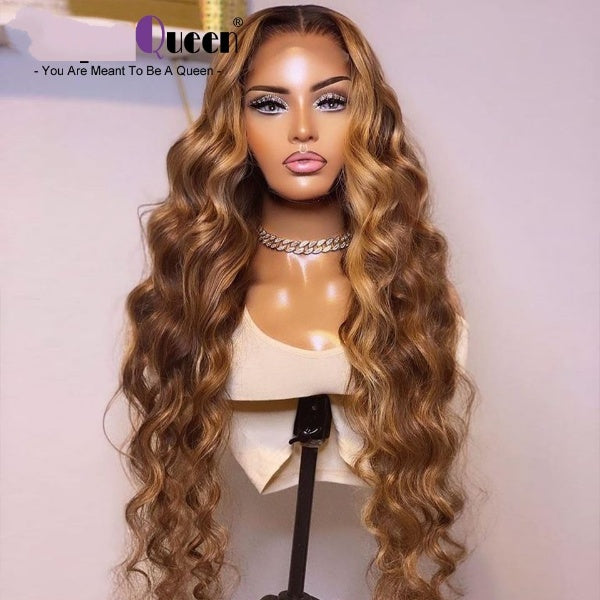 Brazilian 4/27 Preplucked T Part Colored Human Hair Wig