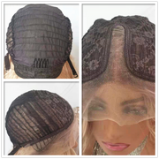 Long Straight Synthetic Wig Mixed Brown and Blonde Colored Lace Front Wigs