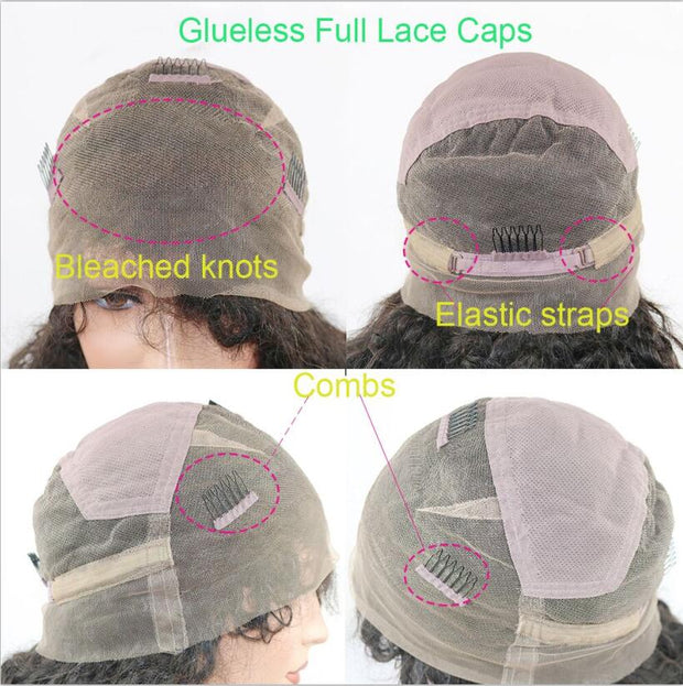 Brown Highlight Wavy Human Hair Full Lace Wigs