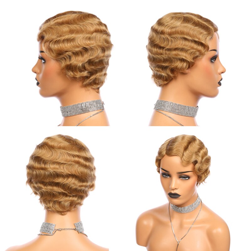 Pixie Cut Human Hair Short Bob Wig