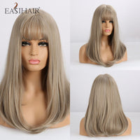 Thumbnail for Straight Wigs With Bangs Black to Brown Ombre Synthetic Wigs