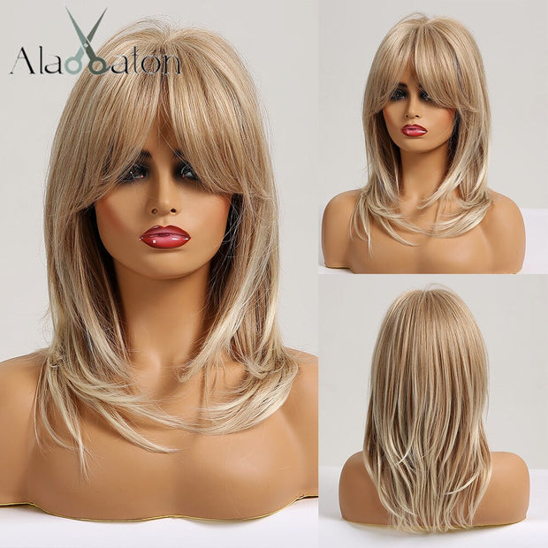 Layered Ombre Wigs With Bangs
