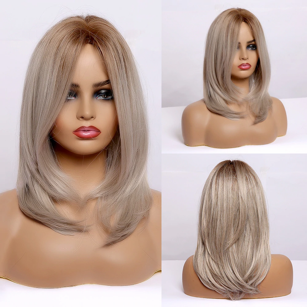 Layered Ombre Wigs With Bangs